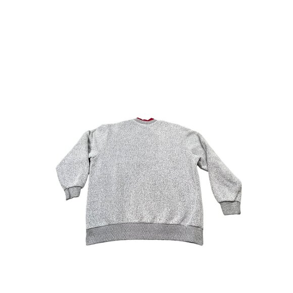 Bon Worth Womens Large Gray Red Sweatshirt Christmas Sweater Barn Snow Bird Tree - Picture 2 of 7